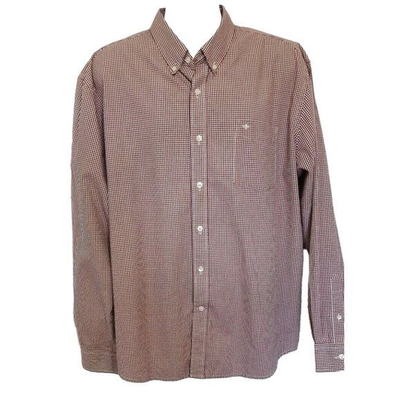 Dockers Other - Dockers Shirt Mens XXL Button Down Maroon Check Long Sleeve Casual Classic Fit